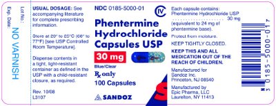 30 mg x 100 Capsules - Label