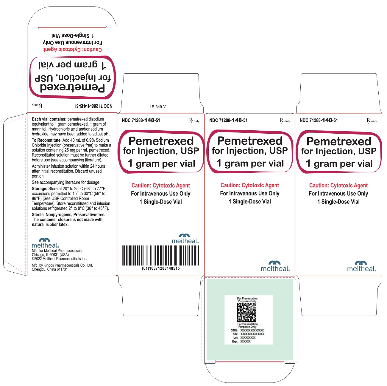 PRINCIPAL DISPLAY PANEL – Pemetrexed for Injection, USP 1 gram Carton