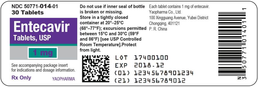 Entecavir Tablets, USP, 1mg, 30 Tablets Bottle