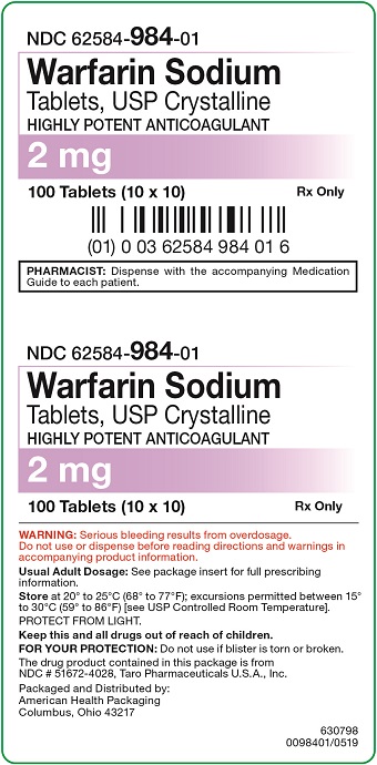 2 mg Warfarin Sodium Tablets Carton