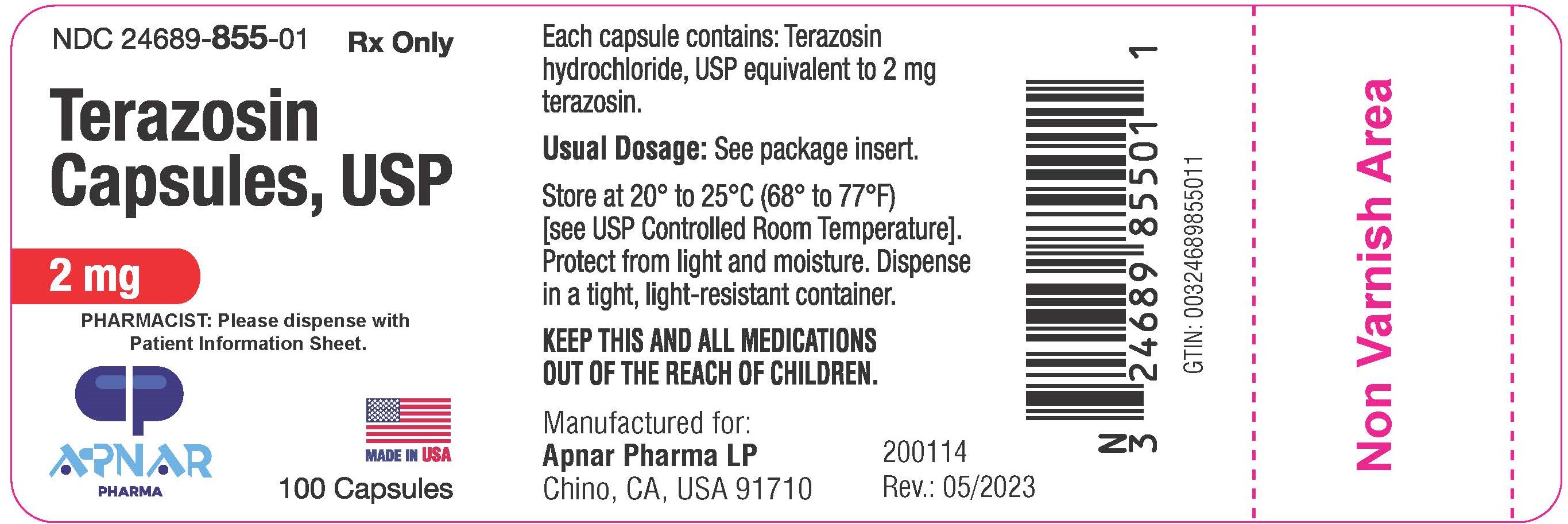 Terazosin Capsules 2 mg 100 count