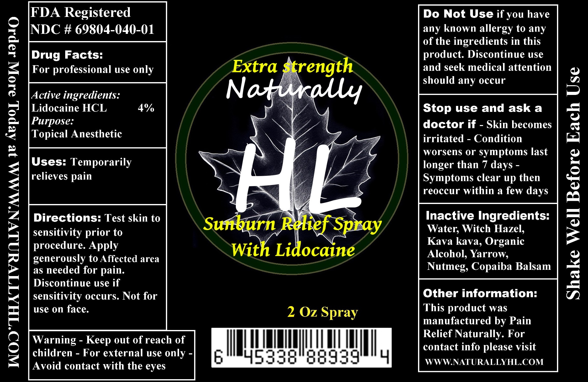 Extra Strength Naturally Hl Sunburn Relief | Lidocaine Hcl Liquid Breastfeeding