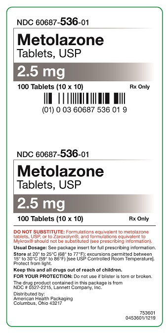 2.5 mg Metolazone Tablets Carton