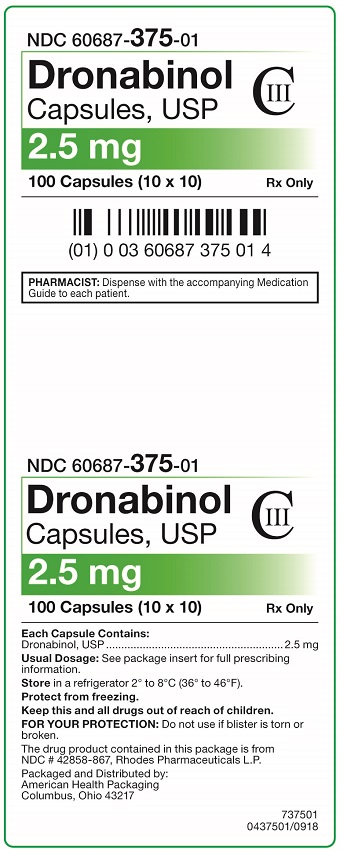 2.5 mg Dronabinol Capsules Carton 100UD