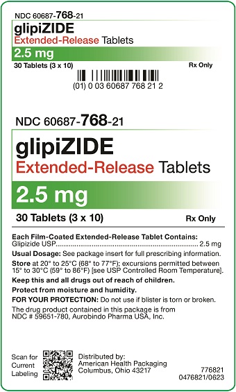 2.5 mg Glipizide ER Tablets Carton