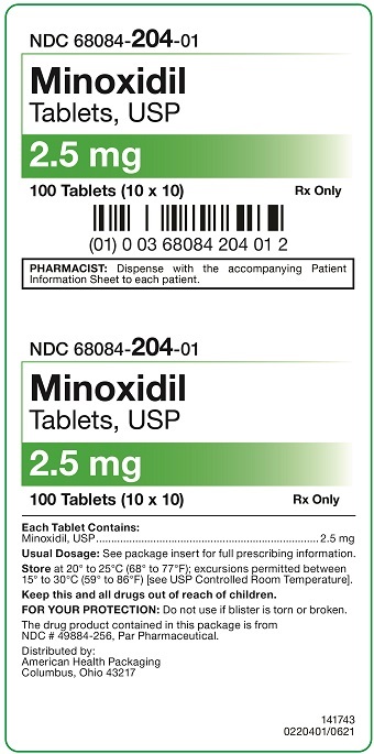 2.5mg Minoxidil Tablets Carton