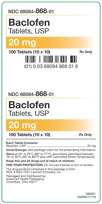 20 mg Baclofen Tablets Carton