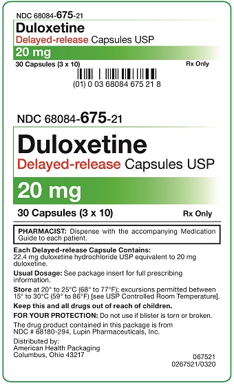 20 mg Duloxetine Delayed-release Capsules Carton
