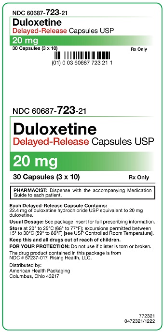 20 mg Duloxetine Delayed-Release Capsules Carton