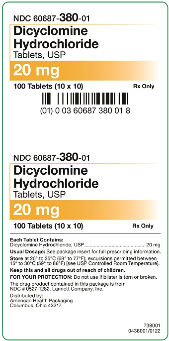 20 mg Dicyclomine Hydrochloride Tablets Carton