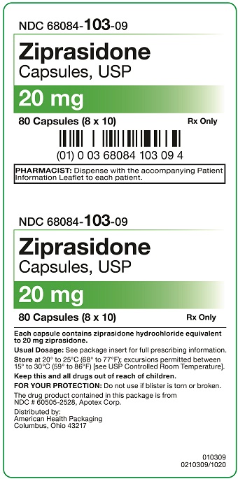 20 mg Ziprasidone Capsules Carton