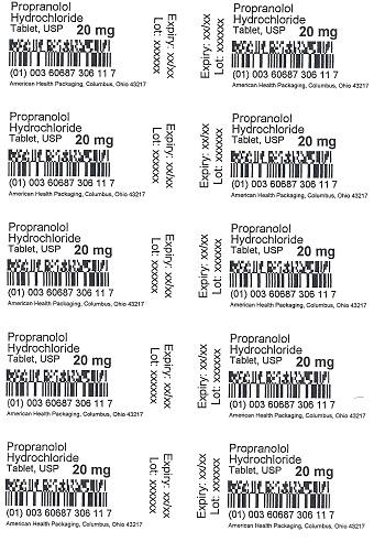 20 mg Propranolol HCl Tablet Blister