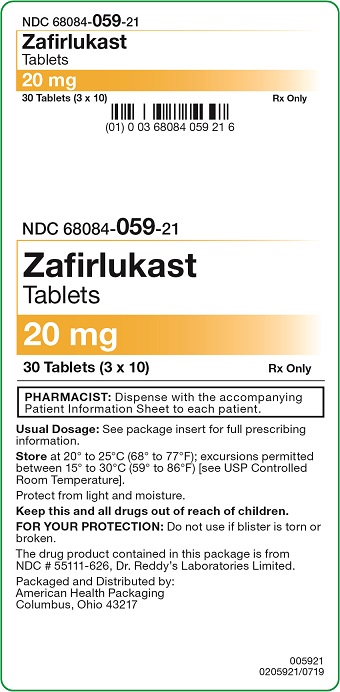 20 mg Zafirlukast Tablets Carton