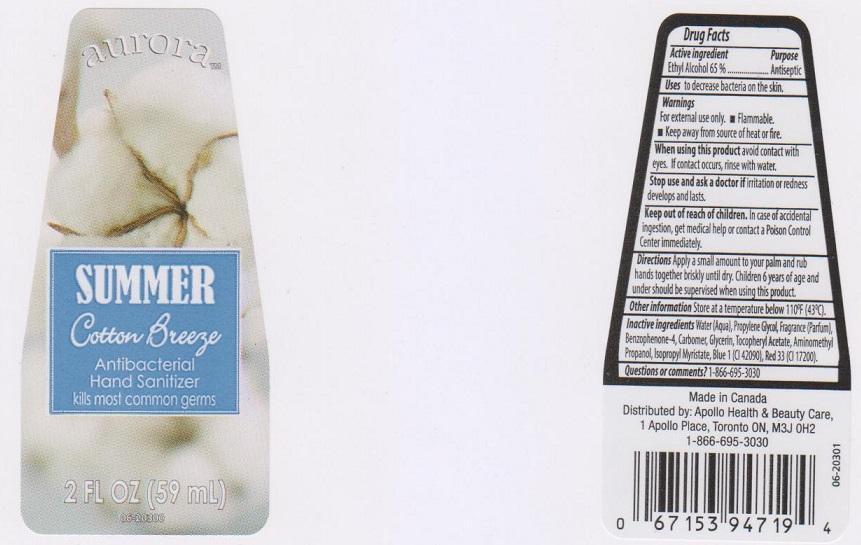 Aurora Antibacterial Sanitizer Summer Cotton Breeze | Ethyl Alcohol Liquid Breastfeeding