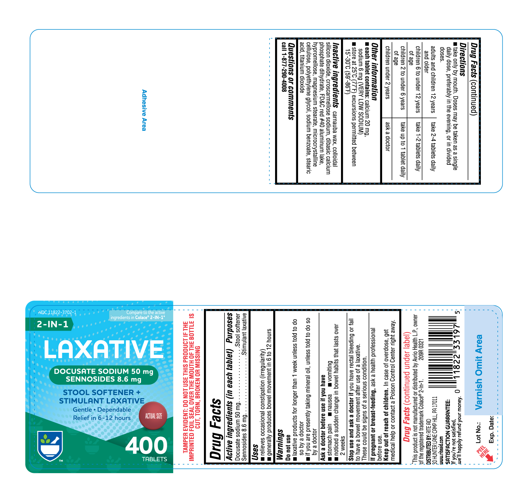 209R-Rite Aid-Laxative Tablets-bottle label-400s