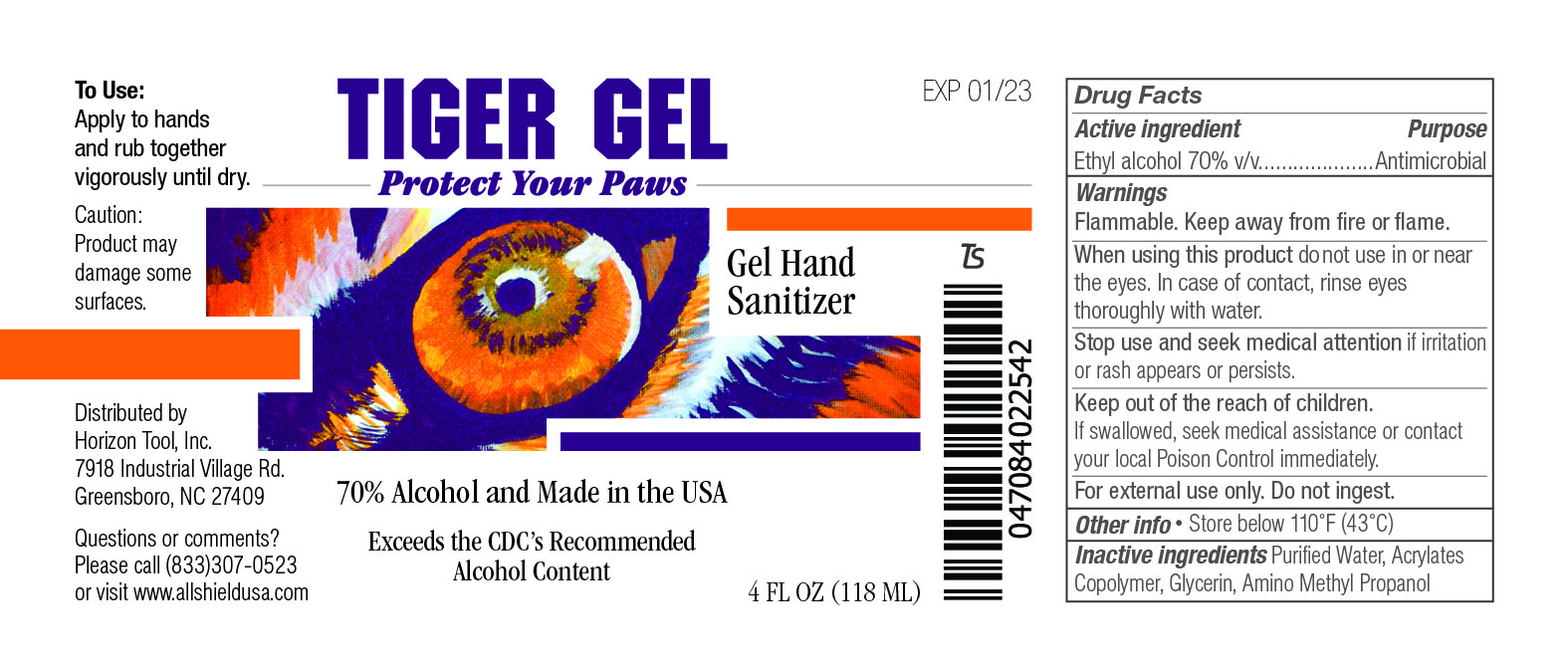 118 mL Tiger gel label