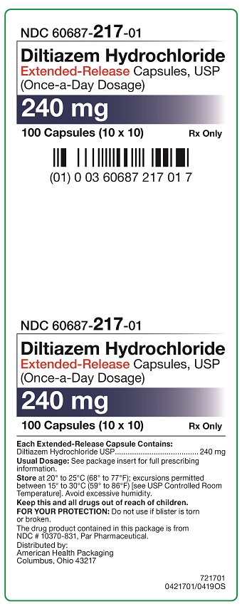 240 mg Diltiazem Hydrochloride Extended-Release Capsules Carton