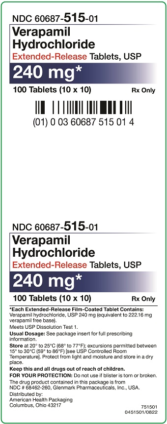 240 mg Verapamil HCl ER Tablets Carton