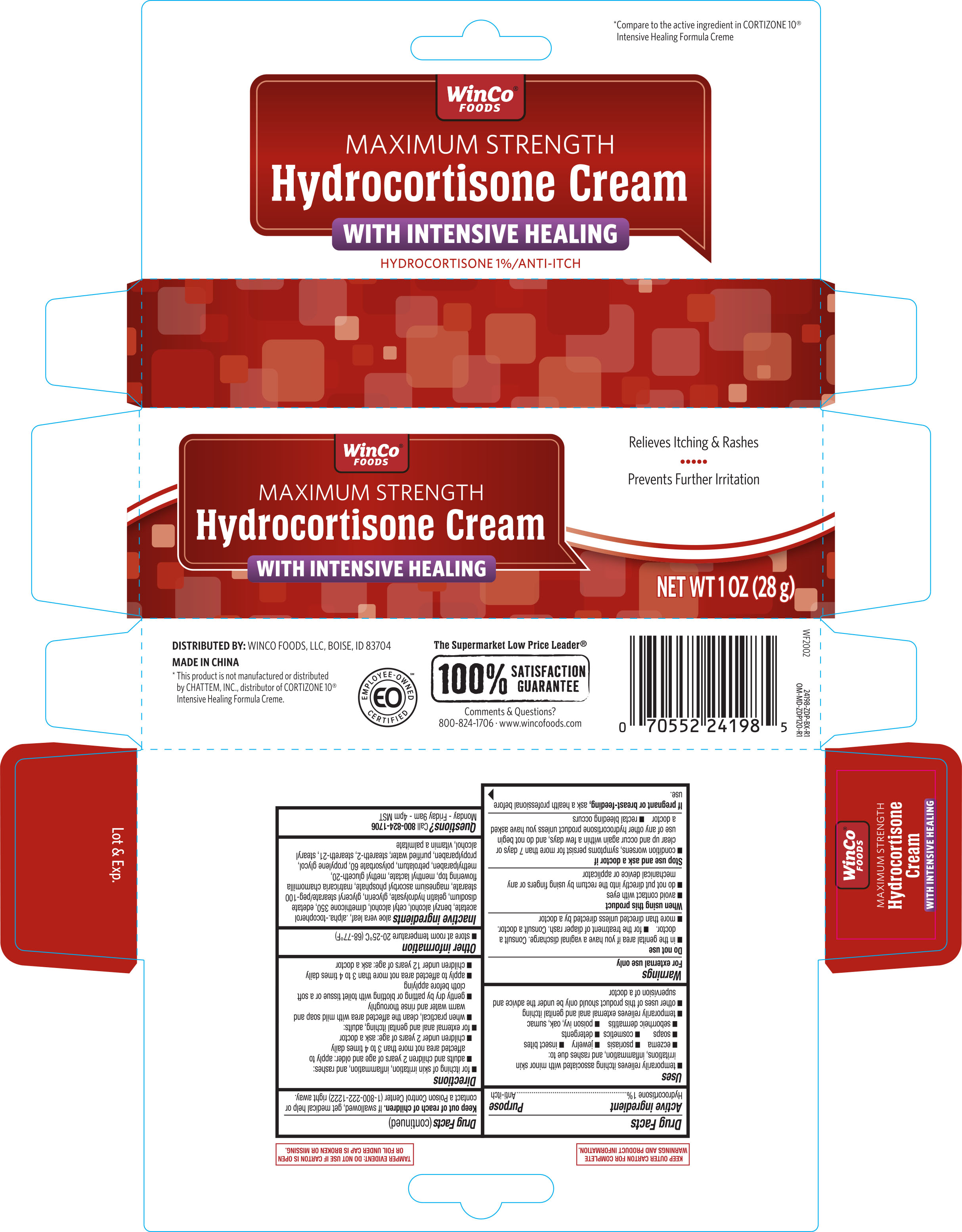 WinCo Hydrocortisone Cream Intensive Healing 1oz