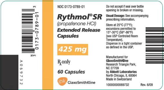 Rythmol SR Extended Release Capsules Label Image - 425mg