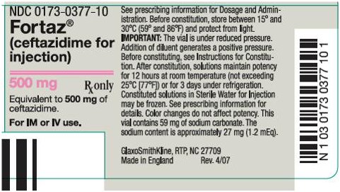 Fortaz Injection Label Image - 500mg