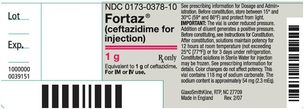 Fortaz Injection Label Image - 1g