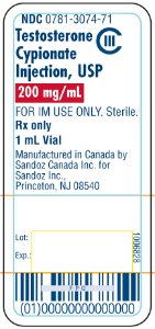 Testosterone Cypionate 200 mg/mL 1 mL Label