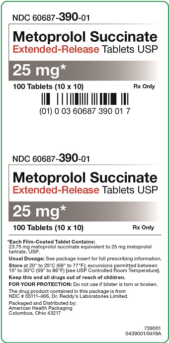 25 mg Metoprolol Succinate Extended-Release Tablets Carton - 100 UD