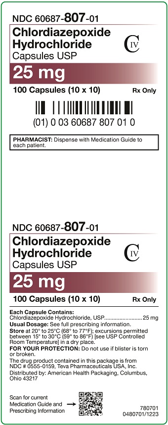 25 mg Chlordiazepoxide HCl Capsules Carton