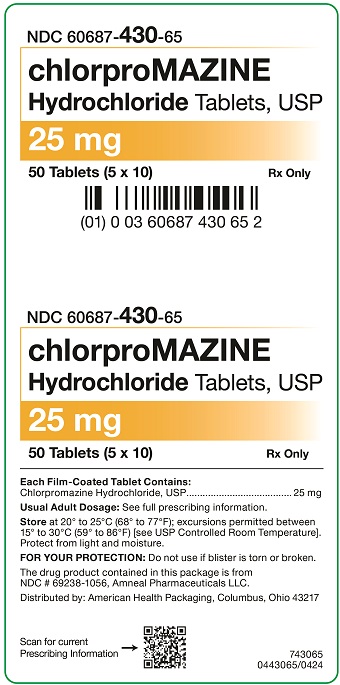 25 mg Chlorpromazine Hydrochloride Tablets Carton, 50 UD