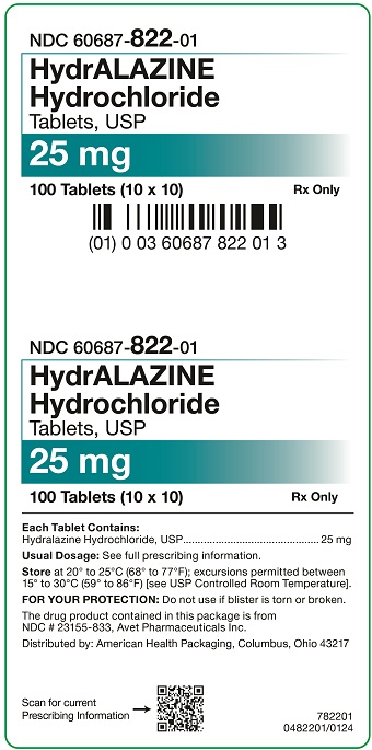 25 mg Hydralazine HCl Tablets Carton