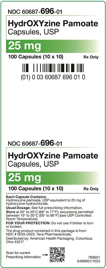 25 mg Hydroxyzine Pamoate Capsules Carton