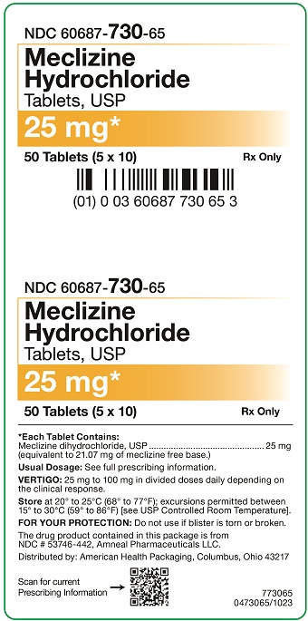 25 mg Meclizine Hydrochloride Tablets Carton-50UD