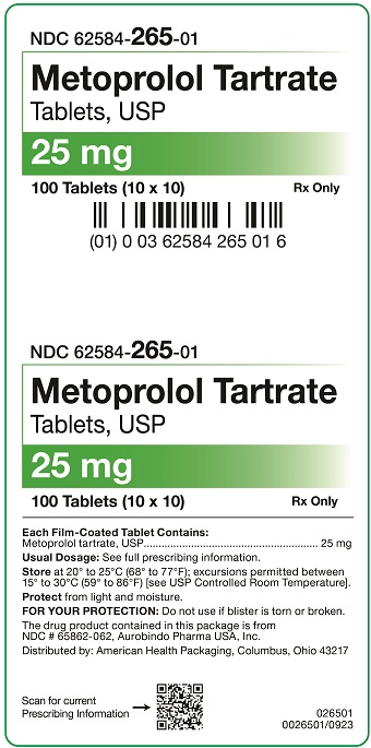 25mg Metoprolol Tartrate Tablets Carton