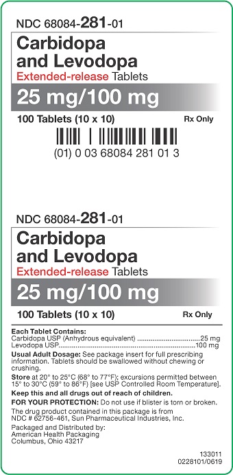 25mg/100mg Carbidopa/Levodopa ER Tablets Carton
