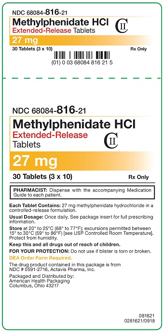 27 mg Methylphenidate HCl ER Tablets Carton