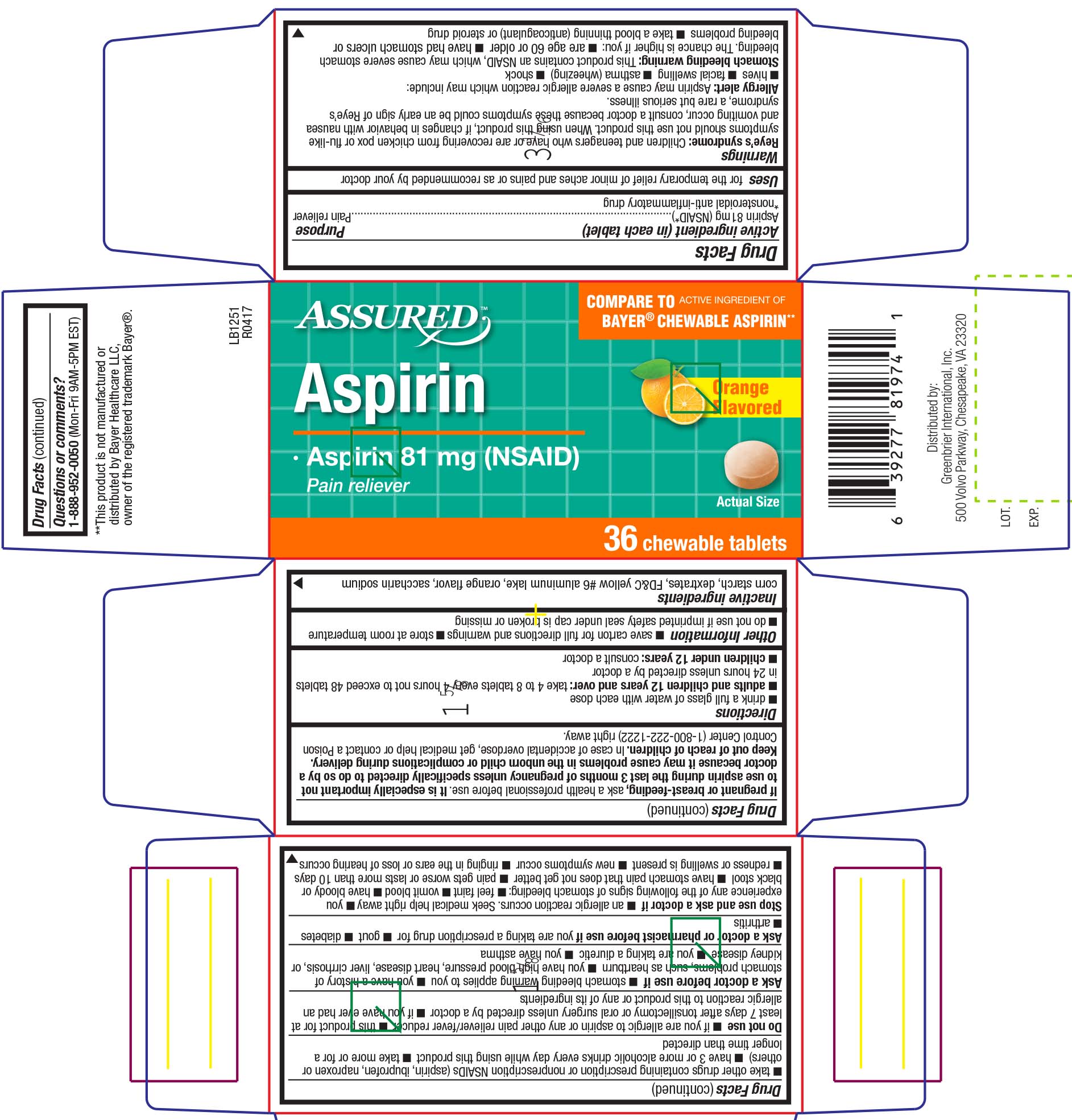Aspirin 81mg Chewable Orange