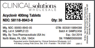 Acyclovir 400mg tablets 30 ct blister card