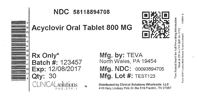 Acyclovir 800mg tablet 30 count blister card