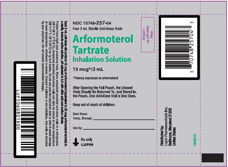 Arformoterol Tartrate Inhalation Solution, 15 mcg/2 mL 
Rx only
Pouch Label - 4 Unit-Dose Vials