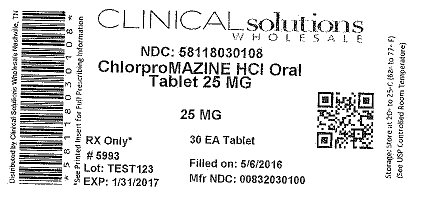 Chlorpromazine 25mg 30ct blister card