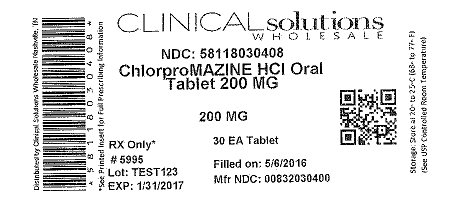 Chlorpromazine 200mg 30ct blister card