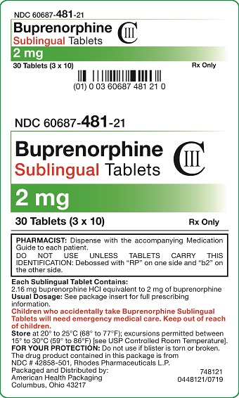 2mg Buprenorphine Sublingual Tablets Carton