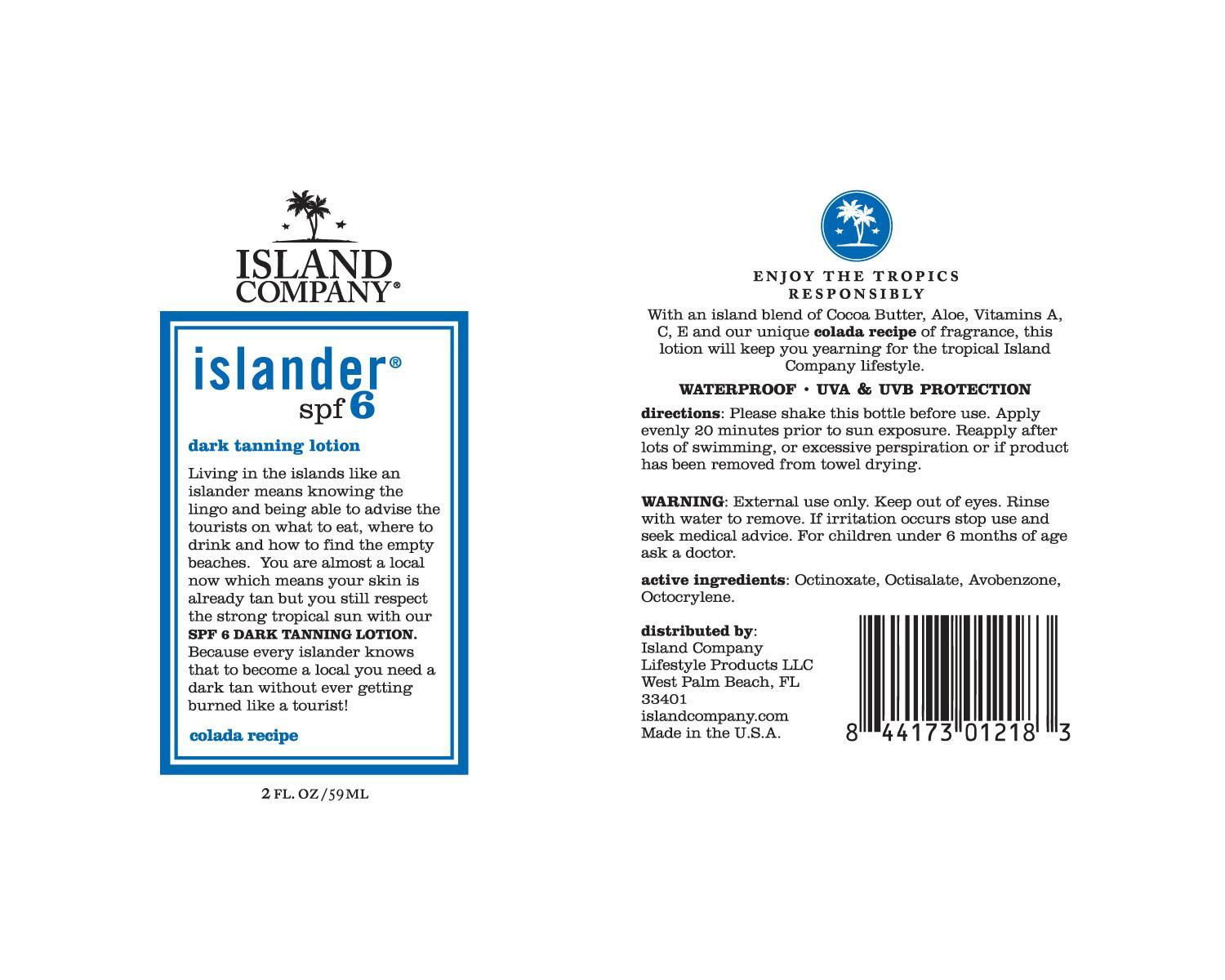 Islander spf6 2oz Label