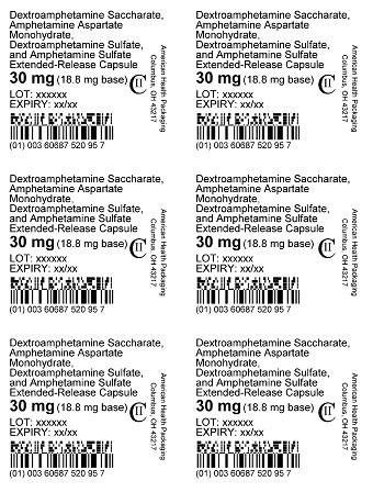 30 mg Dextroamphetamine Saccharate, Amphetamine Aspartate Monohydrate, Dextroamphetamine Sulfate and Amphetamine Sulfate Extended-Release Blister
