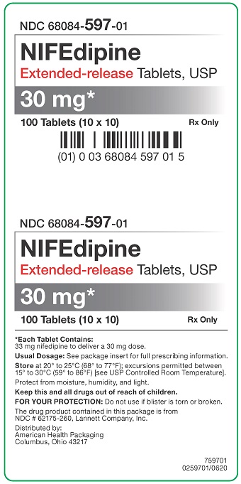 30 mg NIFEdipine Extended-release Tablets Carton-100 UD