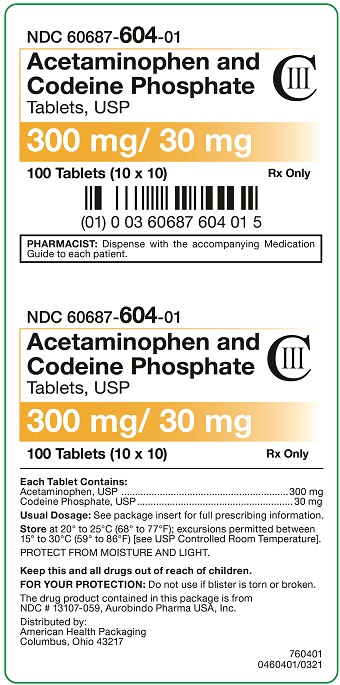 300 mg/ 30 mg Acetaminophen and Codeine Phosphate Tablets Carton