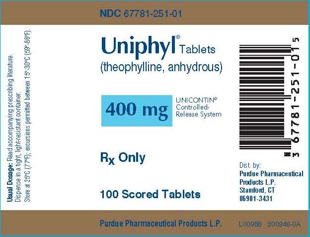 Uniphyl Tablets 400 mg Tablets NDC 677781-251-01