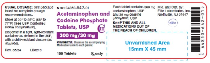 Acetaminophen and Codeine 300mg/30mg Tablet label