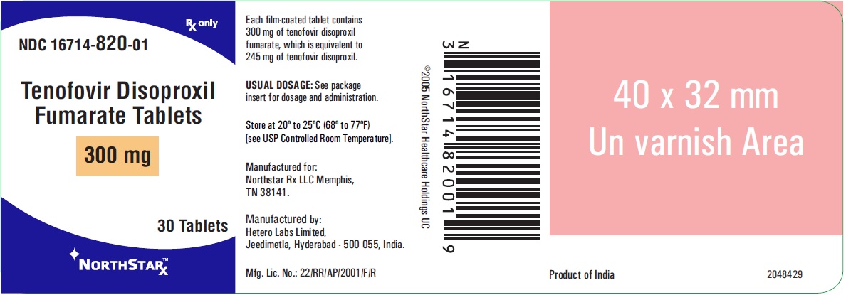 Tenofovir disoproxil fumarate 300mg 30s count container label